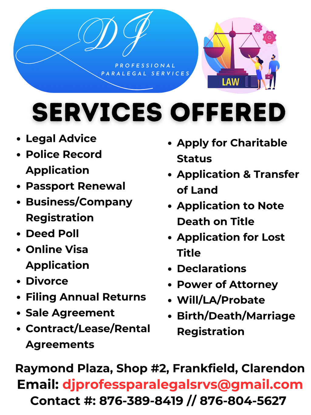 Professional paralegal services in Jamaica