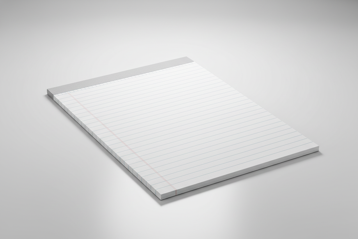 white letter note pad